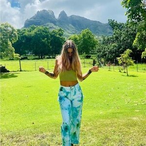 One of a kind tye-dyed painter pants